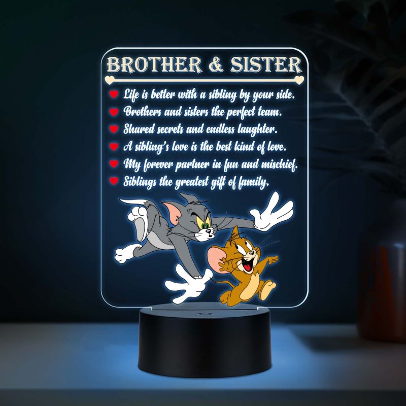 Brother Sister UV Print Multicolor LED Night Lamp – Tom & Jerry Acrylic Light